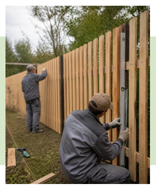 Монтаж забора из штакетника для дачи под ключ в Краснокаменске